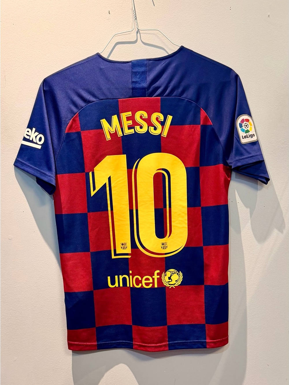 Nike FC Barcelona Messi #10 Jersey - Navy & Red with Yellow Print